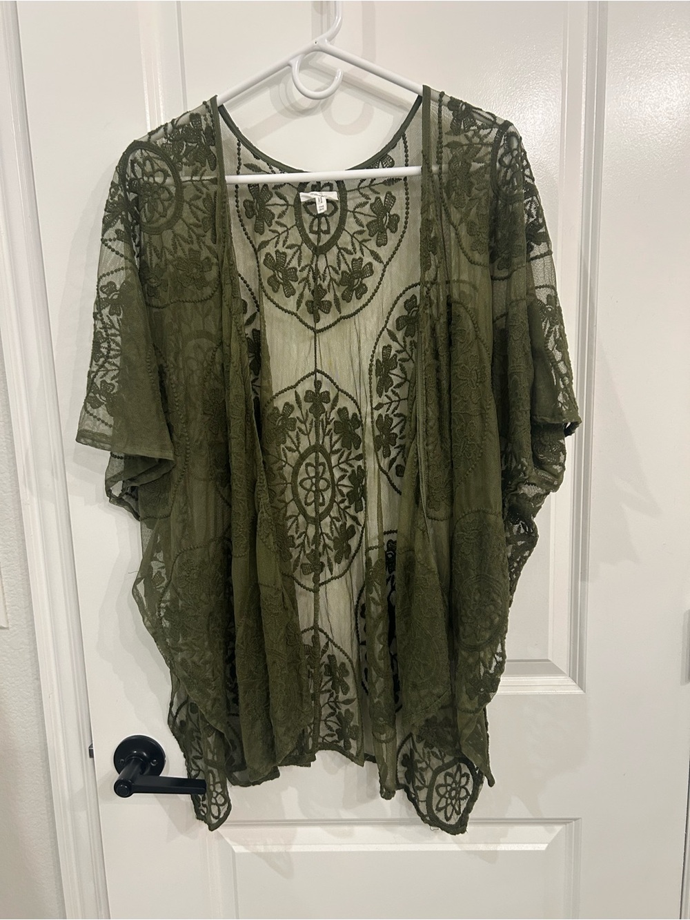 Maurices Olive Green Lace Kimono